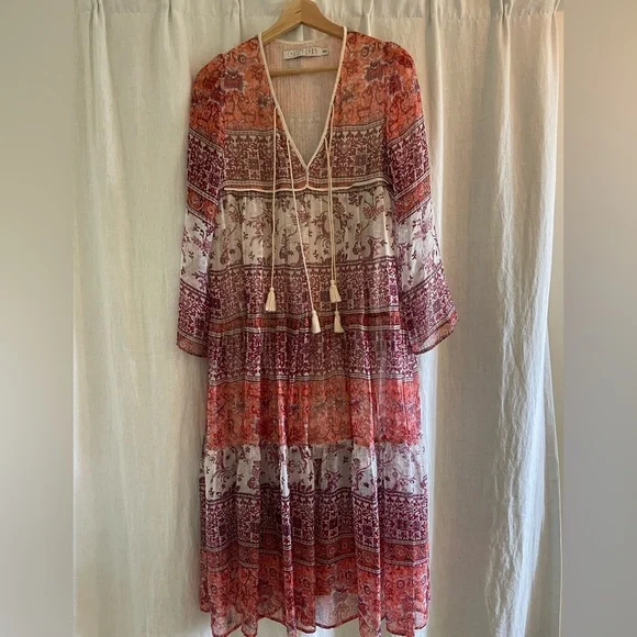 Christy Dawn Indian floral multicolour & gold summer dress - Picture 10 of 10